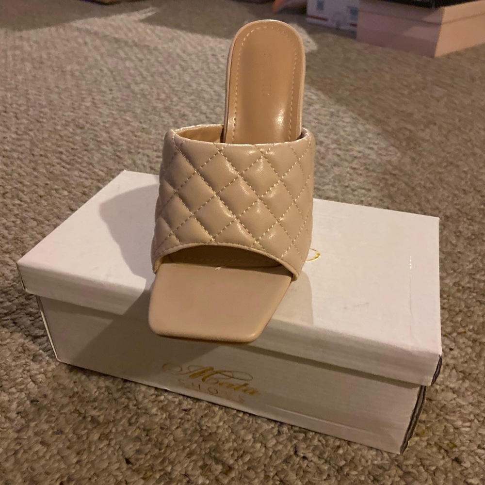 Beige Open Toe Heels - Picture 2 of 4